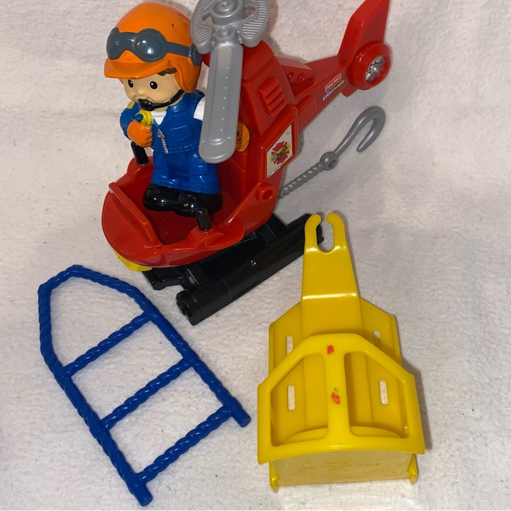 Little People Fire Rescue set , Drew, helicopter, basket, ladder